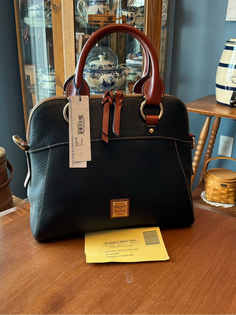 Dooney & Bourke Black and Brown Pebble Cameron Satchel